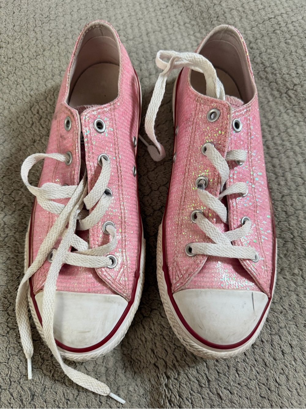 Pink sparkle converse - juniors size 4
